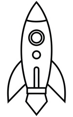 Bold Black Line Art Rocket Ship:  Simple, Clean, Modern Design,  Launch, Startup, Success Concept.