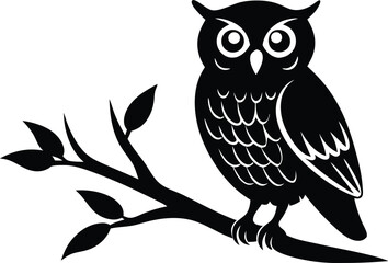 owl with tree branch silhouette