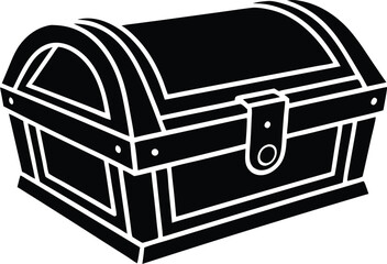 wooden treasure chest silhouette vector