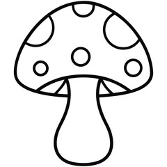 Bold Line Art Cartoon Mushroom Illustration: Playful, Whimsical Design Element