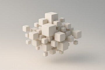 "Futuristic Abstract 3D Cube Structure – Minimal Geometric Shape on Neutral Background"

