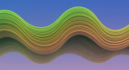 Abstract Wavy Lines in Gradient Colors on a Blue and Purple Background
