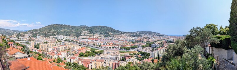 Fototapeta premium Overview of Nice from Jardin du Monastere de Cimiez in Nice, France - June 2025