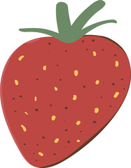 Strawberry illustration. Flat red sweet fruit vector. Perfect for healthy food visuals, summer dessert themes, organic produce graphics, and cute sticker elements