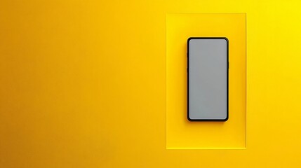 modern smartphone on bright yellow background with minimalist style