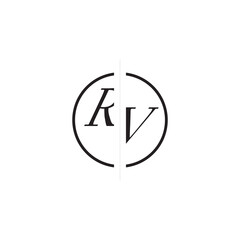 Unique Vector Circled Monogram Simple Logo RV Initial Alphabet Design Alphabet