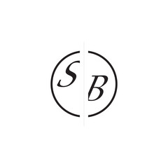 Unique Vector Circled Monogram Simple Logo SB Initial Alphabet Design Alphabet