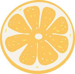 Lemon slice drawing - flat citrus vector illustration. Hand-drawn feel with a simple circular shape, ideal for icons, food clipart, nature visuals, and organic-themed layouts