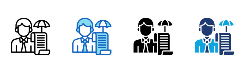 Insurance Agent icon Multi Style Vector Illustration