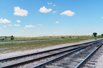 A beautiful, vast expanse of Texas ranchland beside a rail line near Cresson, Texas USA