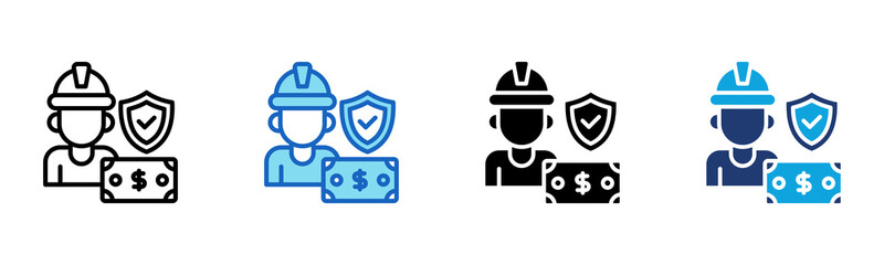 Worker Compensation icon Multi Style Vector Illustration