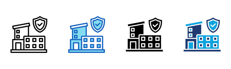 Factory Insurance icon Multi Style Vector Illustration