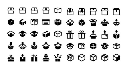 Box and Packaging Icon Set &ndash; Editable Stroke Vector Icons of Cargo, Open and Closed Boxes, Crumpled Box, Delivery, Packing, Shipping, Parcel, and More &ndash; Line Style Logistics and Packaging Icons