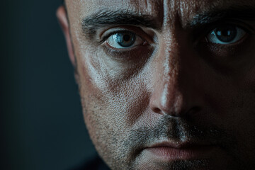 Obraz premium A man with a beard and a serious expression