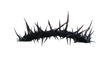A foreboding crown of thorns symbolizing sacrifice and pain a symbol of spiritual suffering on transparent background