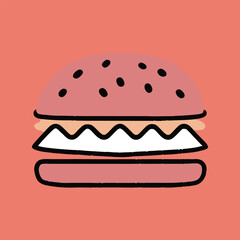 Hamburger: Hamburger vector art illustration. hamburger vector icon. Delicious vector art depicting a classic hamburger with layers of meat, cheese, fresh vegetables. vector illustration fast food.