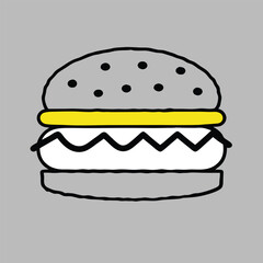 Burger line vector icon. Burger Hamburger icon illustration web site mobile logo app UI design, meat, beef, food, lettuce, sandwich, grilled, tomato, bun, snack, onion cheese sign symbol Fast food. 