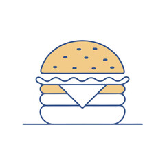 Burger line vector icon. Burger Hamburger icon illustration web site mobile logo app UI design, meat, beef, food, lettuce, sandwich, grilled, tomato, bun, snack, onion cheese sign symbol Fast food. 