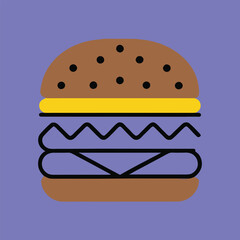 Hamburger: Hamburger vector art illustration. hamburger vector icon. Delicious vector art depicting a classic hamburger with layers of meat, cheese, fresh vegetables. vector illustration fast food.