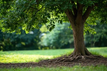 A large tree with a thick trunk and many branches