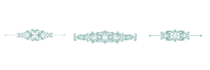 Set of three symmetrical decorative dividers in delicate dusty mint color