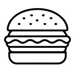 Burger line vector icon. Burger Hamburger icon illustration web site mobile logo app UI design, meat, beef, food, lettuce, sandwich, grilled, tomato, bun, snack, onion cheese sign symbol Fast food. 
