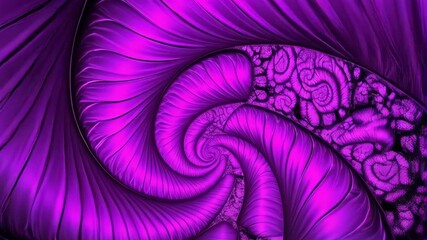 Intricate purple fractal pattern with spiraling shapes and textures creating an abstract design, a hypnotic visual. - Powered by Adobe