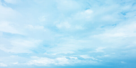 Air Blue, beautiful daylight clouds, a surface canvas image, panorama, white cirrus cloud on a sunny day, soft blue atmospheric, dramatic sky, colorful clearing, fresh weather fluffy 