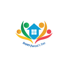 Happy parent's day vector featuring silhouette of family togetherness and messaging of parent's day worldwide 