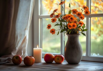 To enhance the beauty of the room, placing a beautiful vase decorated with flowers and a candle on a table in one corner of the room is an idea to create a cozy atmosphere in the room.