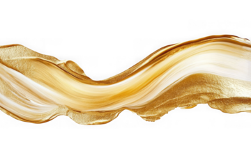 Gold paint stroke isolated on transparent background