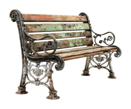 Historic iron bench in urban park furniture rustic design tranquil
