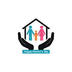 Happy parent's day vector featuring silhouette of family togetherness and messaging of parent's day worldwide 