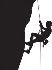 Obraz premium Mountain Rappelling Adventure Silhouette VectorRock Climber Abseiling SVG DesignExtreme Rappelling Clipart for Outdoor LoversCliff Descent Adventure Sport SilhouetteMountain Climber with Rope 
