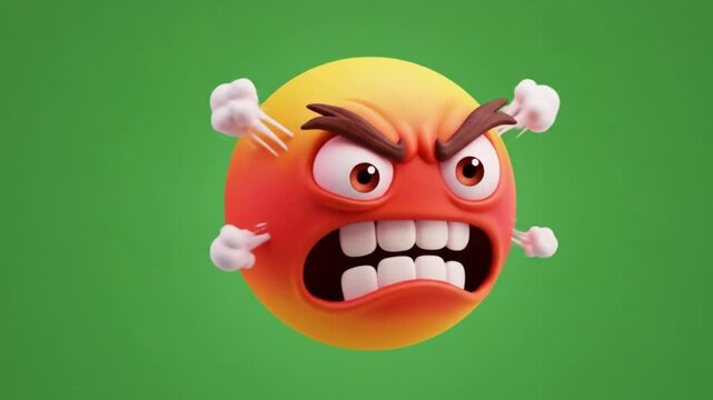 Angry cartoon emoji with steam and clenched fists in a burst of rage