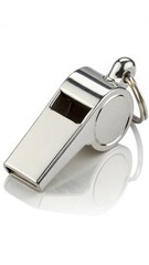 silver whistle on a white background