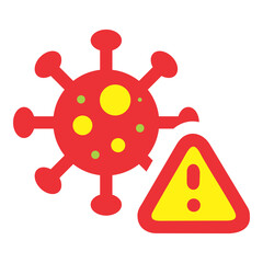 Fototapeta premium The virus beware icon red and yellow