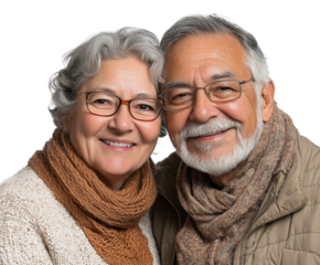Joyful senior couple smiling together portrait bright