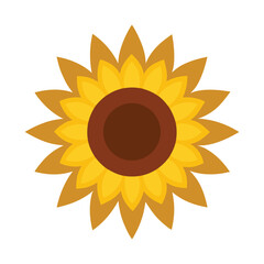 Vibrant sunflower illustration with rich golden petals and a detailed large brown center perfect for floral designs