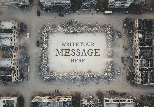Add Message on Bombed Place War Zone Mockup