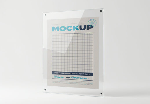 Acrylic Poster Image Mockup with Protective Plastic