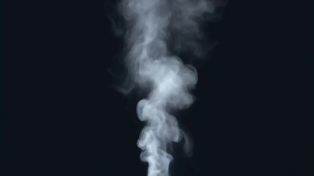 Isolated white smoke slowly rising on a deep black background, smooth and natural motion, minimal and clean, loopable style, ideal for intro, transitions, or overlays.