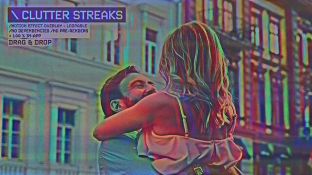 Clutter Streaks Procedural Motion Effect: VHS, VCR, Retro CRT, Old TV Filter