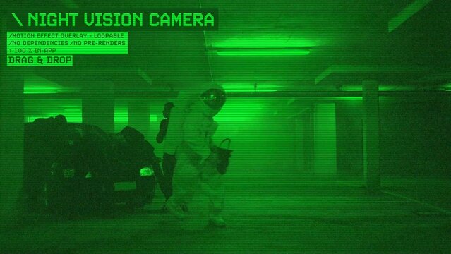 Night Vision Camera Procedural Motion Effect: VHS, VCR, Retro CRT, Old TV Filter
