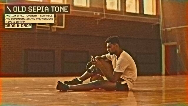 Old Sepia VHS Tone Procedural Motion Effect: VHS, VCR, Retro CRT, Old TV Filter
