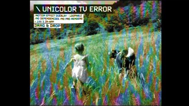 Unicolor TV RGB Error Procedural Motion Effect: VHS, VCR, Retro CRT, Old TV Filter
