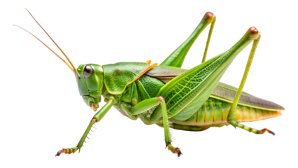 Green Milkweed Locust Grasshopper isolated on white background