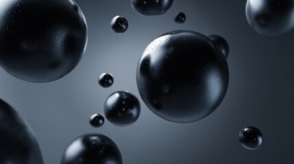 Dark glossy spheres abstract 3 d digital rendering