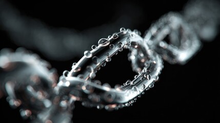 Water droplets on metallic chain abstract connection concept