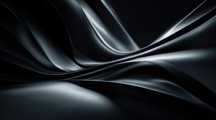 Dynamic dark gray and black abstract flowing shapes background